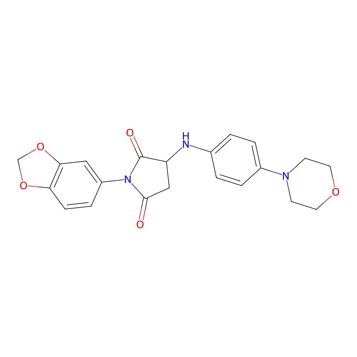 1-(Benzo[d][1,3]dioxol-5-yl)-3-((4-morpholinophenyl)amino)pyrrolidine-2,5-dione molecular structure, CAS 474008-04-3