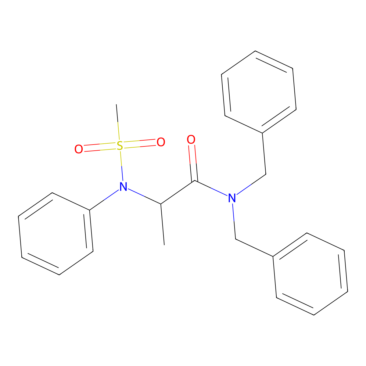 N,N-dibenzyl-2-(N-methylsulfonylanilino)propanamide molecular structure, CAS 474009-34-2