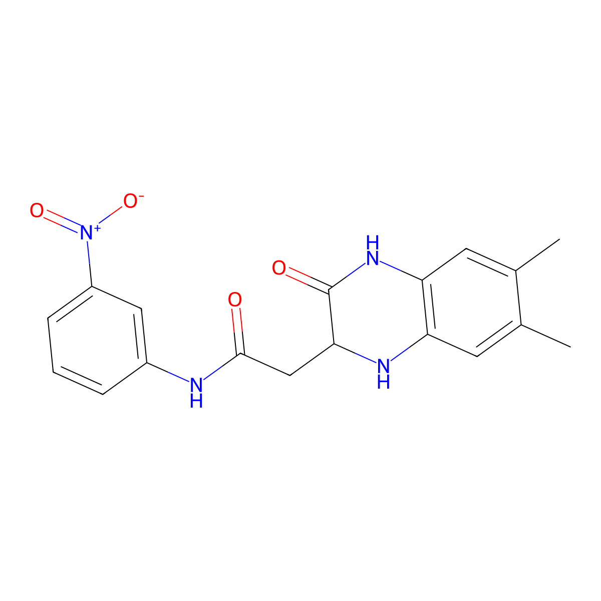2-(6,7-dimethyl-3-oxo-1,2,3,4-tetrahydroquinoxalin-2-yl)-N-(3-nitrophenyl)acetamide molecular structure, CAS 474009-37-5