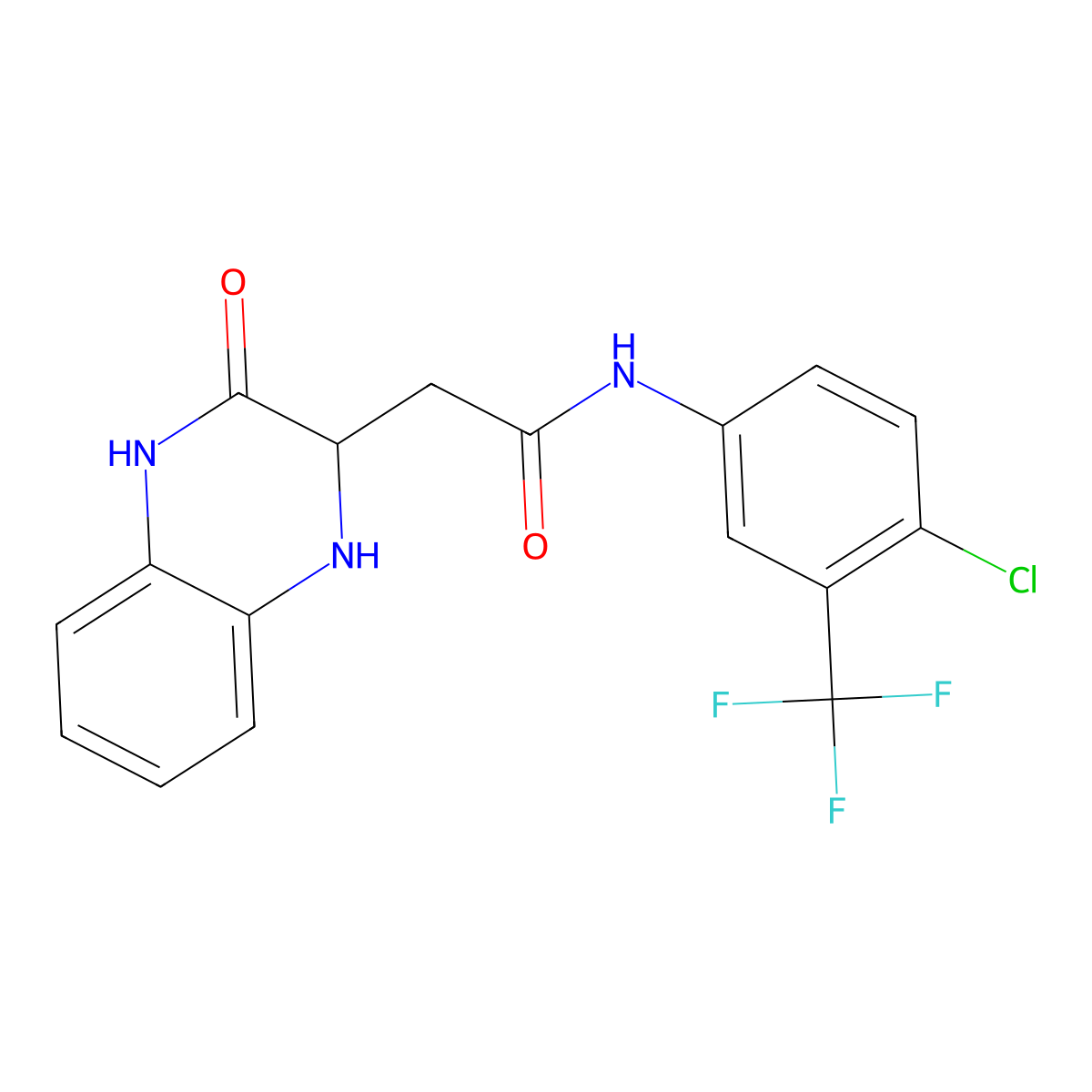 N-[4-chloro-3-(trifluoromethyl)phenyl]-2-(3-oxo-1,2,3,4-tetrahydroquinoxalin-2-yl)acetamide molecular structure, CAS 474009-47-7