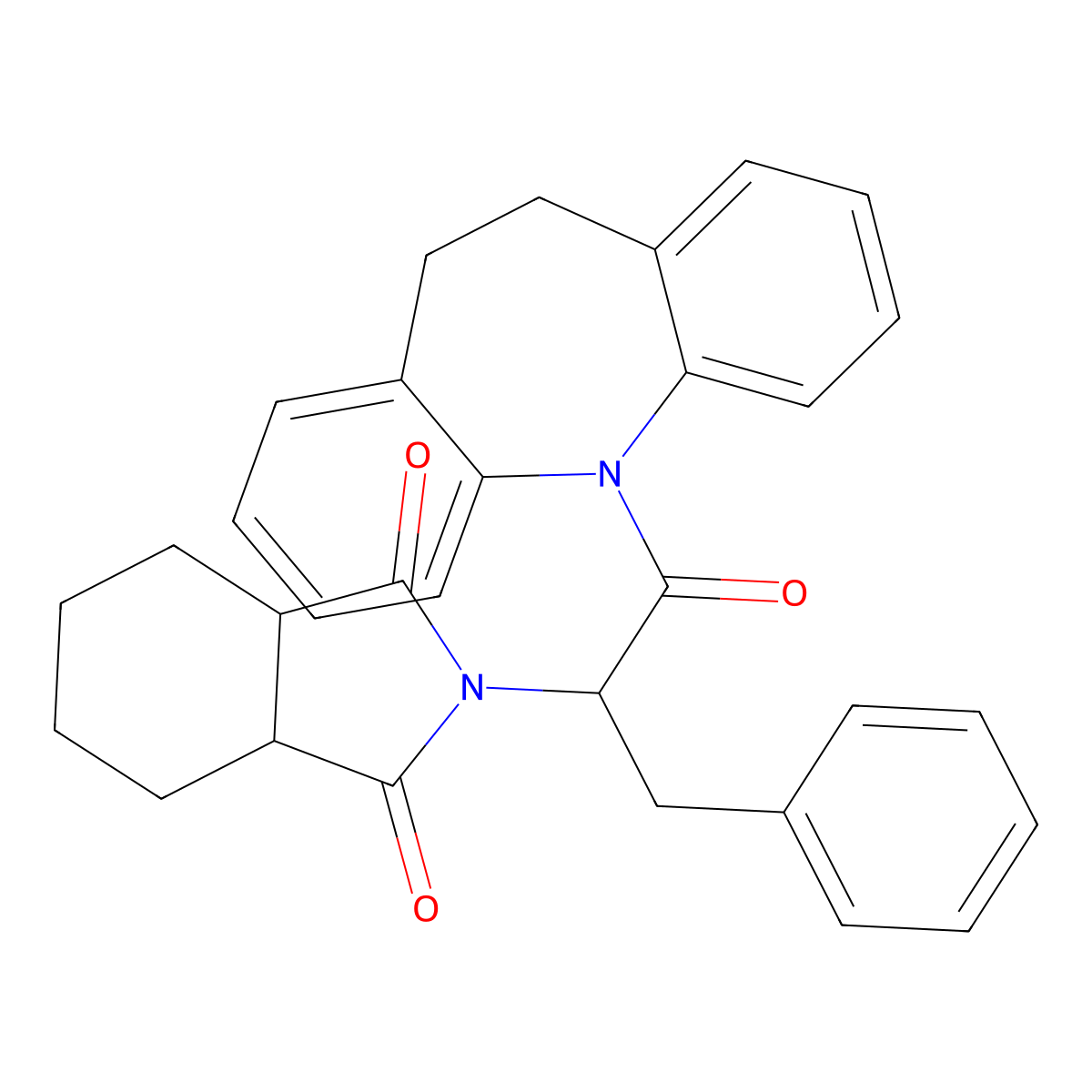 2-[1-benzyl-2-(10,11-dihydro-5H-dibenzo[b,f]azepin-5-yl)-2-oxoethyl]hexahydro-1H-isoindole-1,3(2H)-dione molecular structure, CAS 474009-73-9