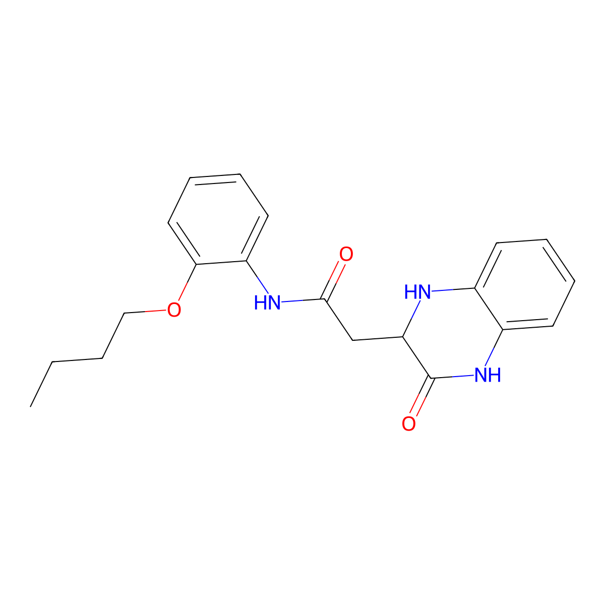 N-(2-butoxyphenyl)-2-(3-oxo-1,2,3,4-tetrahydroquinoxalin-2-yl)acetamide molecular structure, CAS 474009-80-8