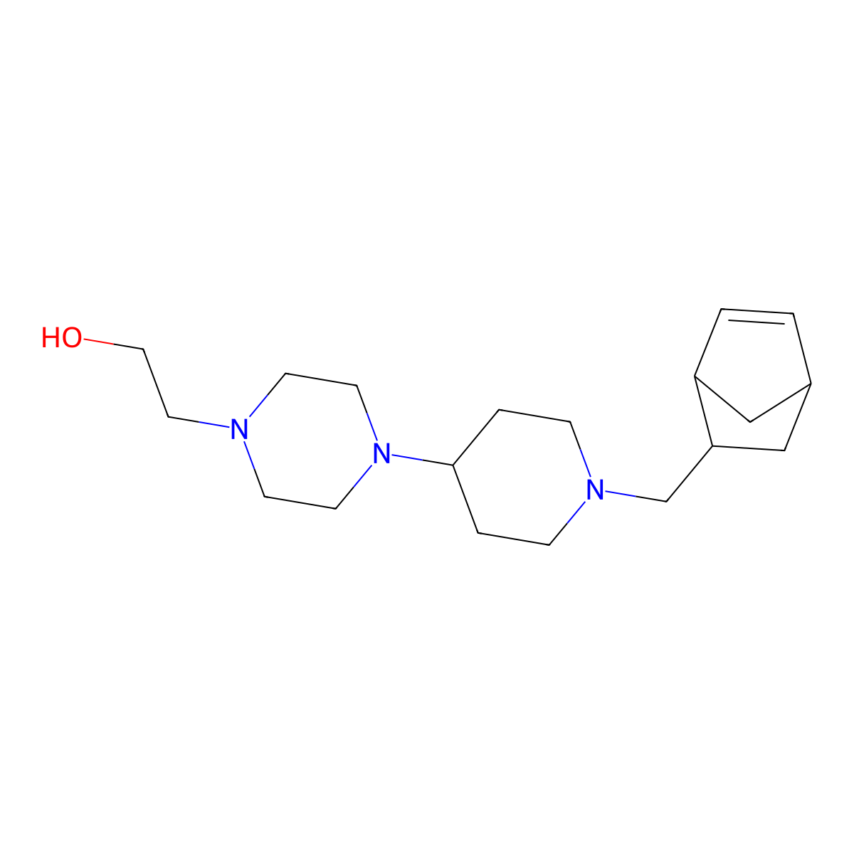 Ethanol, 2-[4-(1-bicyclo[2.2.1]hept-5-en-2-ylmethylpiperidin-4-yl)piperazin-1-yl]- molecular structure, CAS 474009-84-2