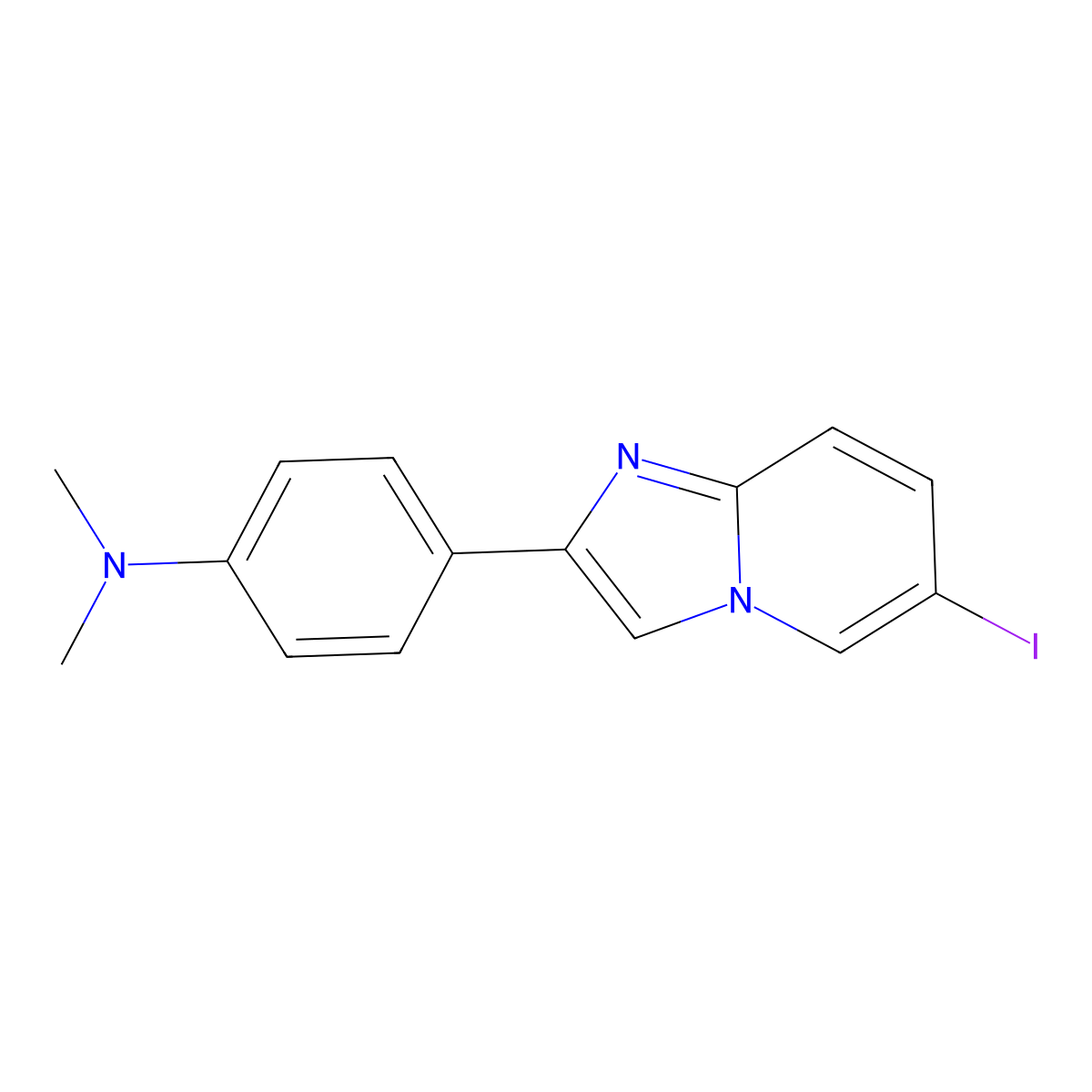 4-(6-iodoimidazo[1,2-a]pyridin-2-yl)-N,N-dimethylaniline molecular structure, CAS 474012-75-4