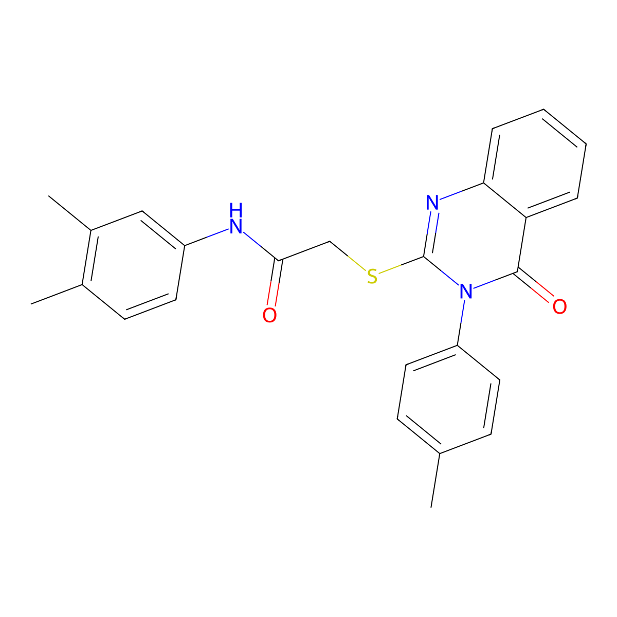 N-(3,4-Dimethylphenyl)-2-{[3-(4-methylphenyl)-4-oxo-3,4-dihydro-2-quinazolinyl]sulfanyl}acetamide molecular structure, CAS 474068-53-6