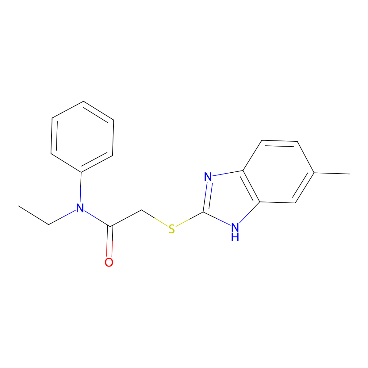N-ethyl-2-[(6-methyl-1H-benzimidazol-2-yl)sulfanyl]-N-phenylacetamide molecular structure, CAS 474072-45-2