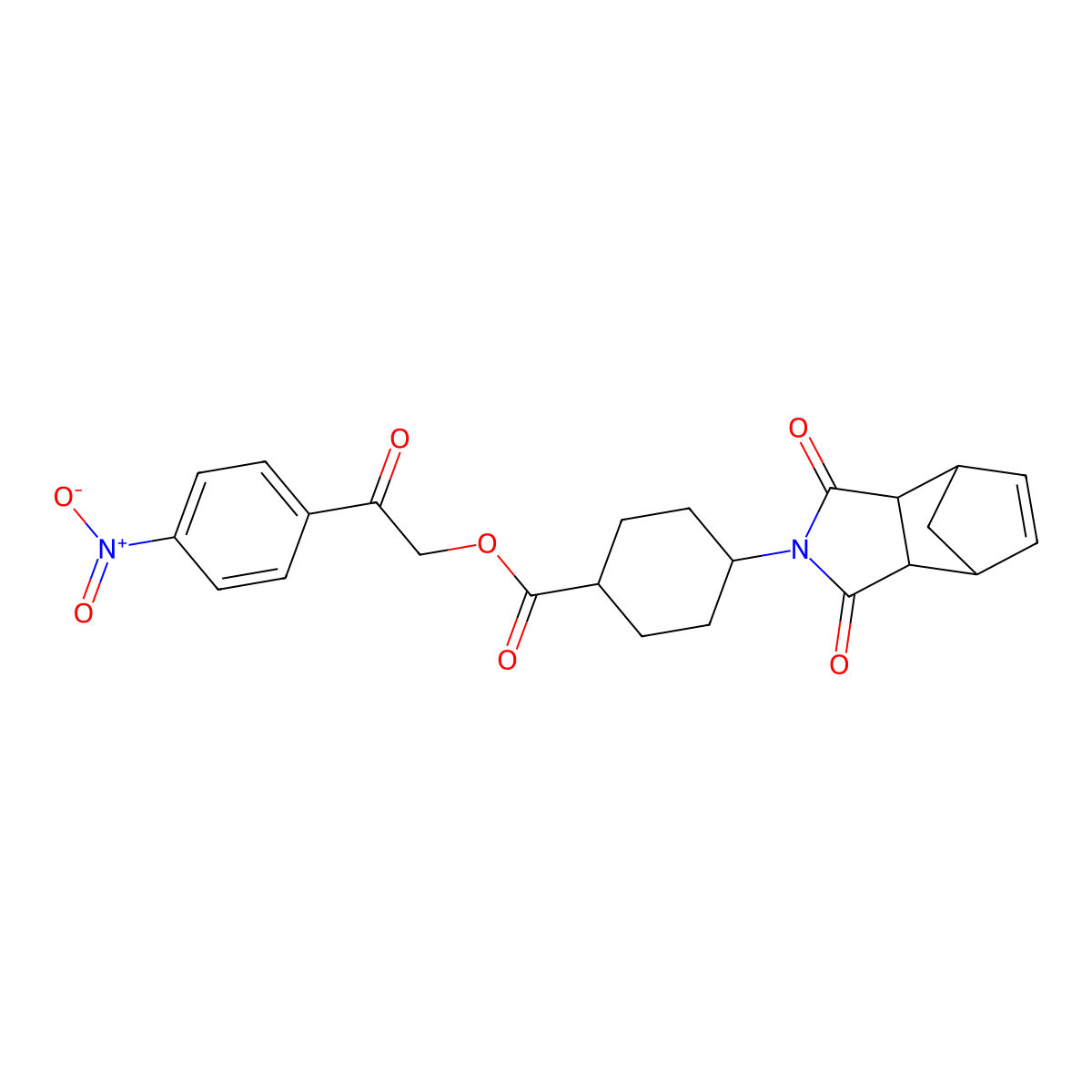 2-(4-nitrophenyl)-2-oxoethyl 4-(1,3-dioxo-1,3,3a,4,7,7a-hexahydro-2H-4,7-methanoisoindol-2-yl)cyclohexanecarboxylate molecular structure, CAS 474084-48-5