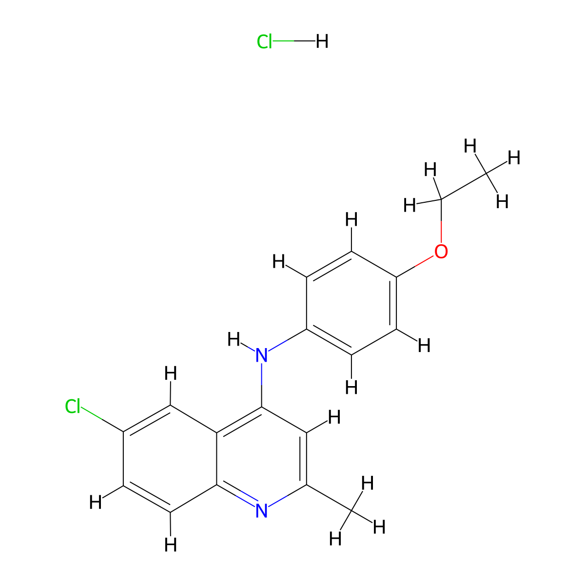 6-chloro-N-(4-ethoxyphenyl)-2-methylquinolin-4-amine hydrochloride molecular structure, CAS 474084-56-5