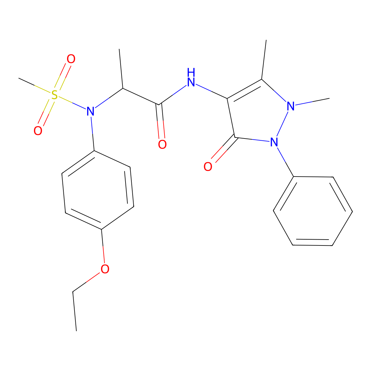 N-(1,5-dimethyl-3-oxo-2-phenylpyrazol-4-yl)-2-(4-ethoxy-N-methylsulfonylanilino)propanamide molecular structure, CAS 474084-61-2
