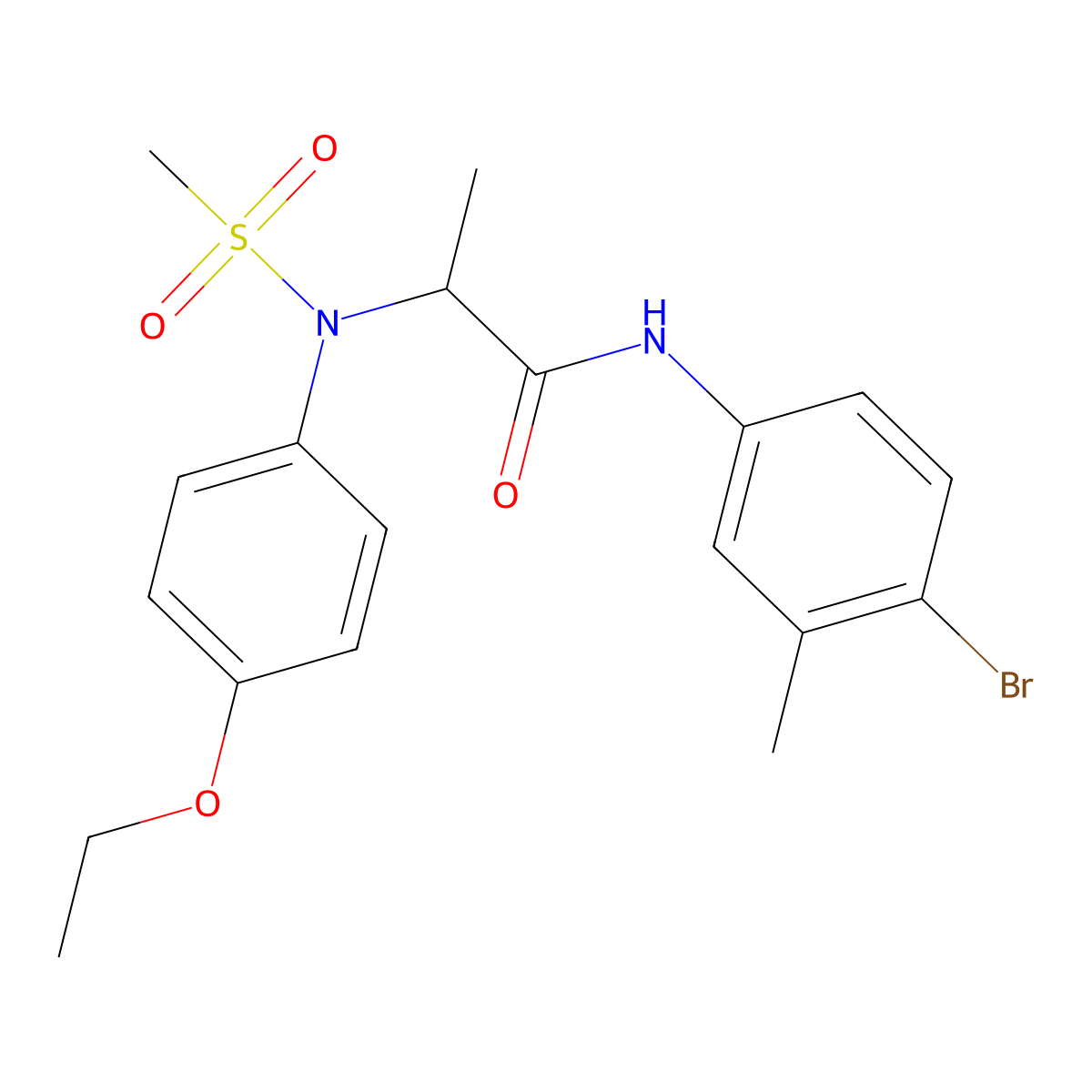 N-(4-bromo-3-methylphenyl)-2-(4-ethoxy-N-methylsulfonylanilino)propanamide molecular structure, CAS 474085-12-6
