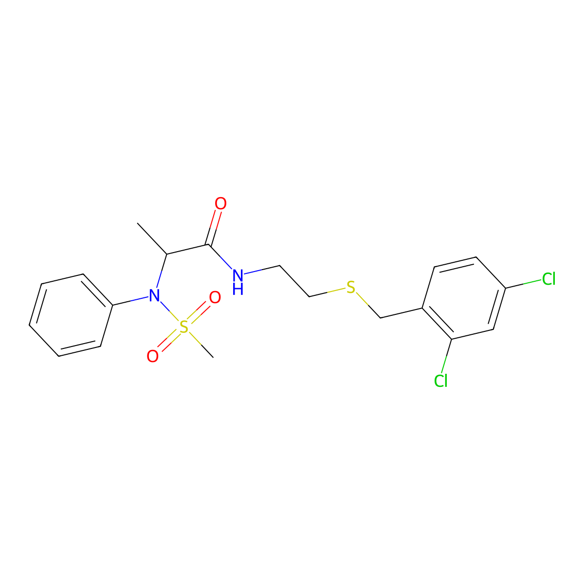 N-[2-[(2,4-dichlorophenyl)methylsulfanyl]ethyl]-2-(N-methylsulfonylanilino)propanamide molecular structure, CAS 474085-22-8