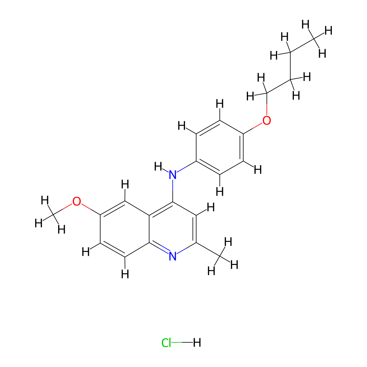 N-(4-butoxyphenyl)-6-methoxy-2-methylquinolin-4-amine hydrochloride molecular structure, CAS 474087-70-2