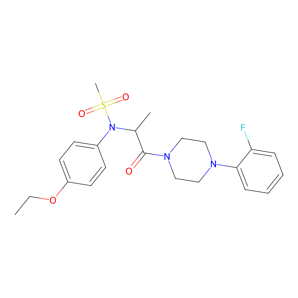 N-(4-ethoxyphenyl)-N-[1-[4-(2-fluorophenyl)piperazin-1-yl]-1-oxopropan-2-yl]methanesulfonamide molecular structure, CAS 474088-01-2
