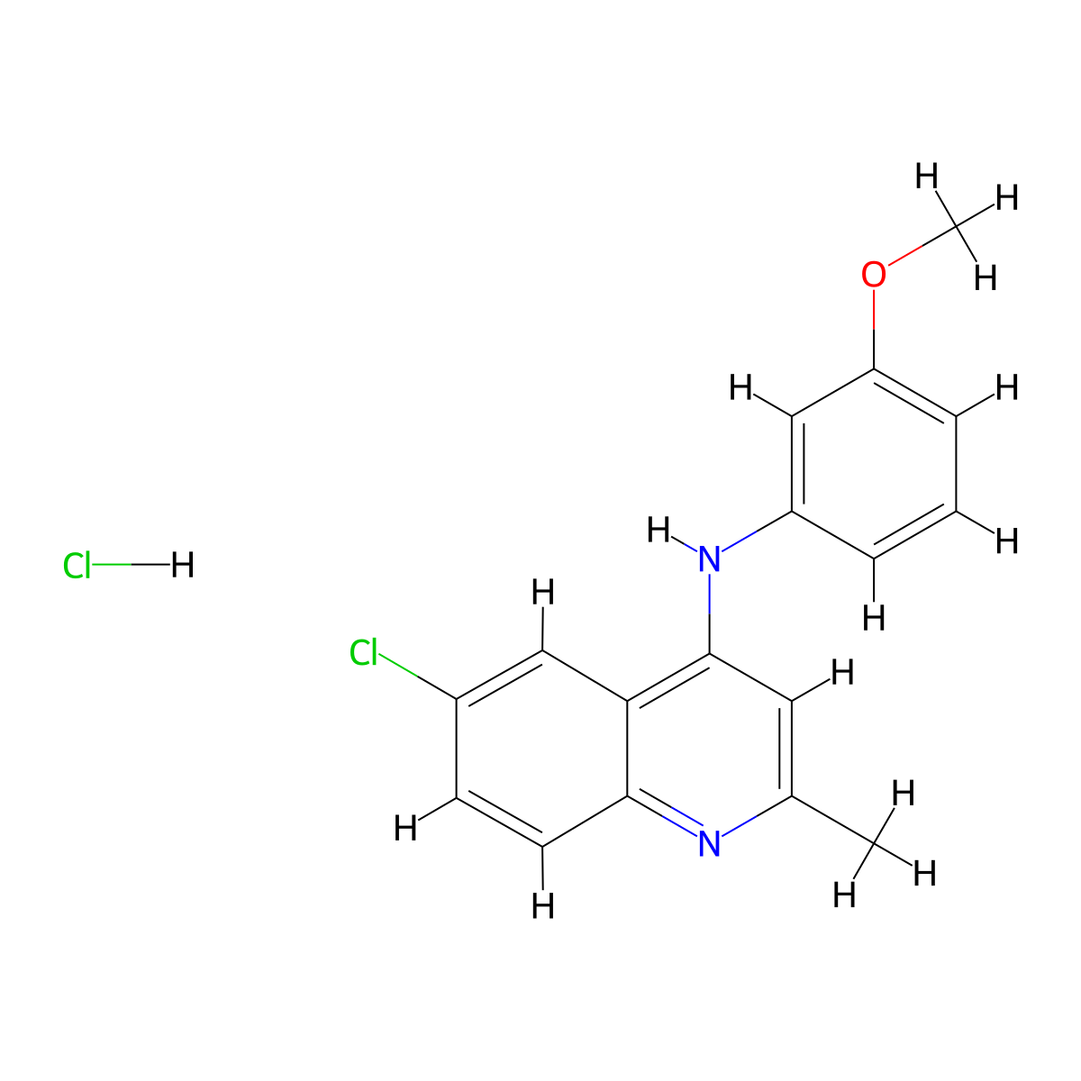 6-chloro-N-(3-methoxyphenyl)-2-methylquinolin-4-amine hydrochloride molecular structure, CAS 474089-03-7