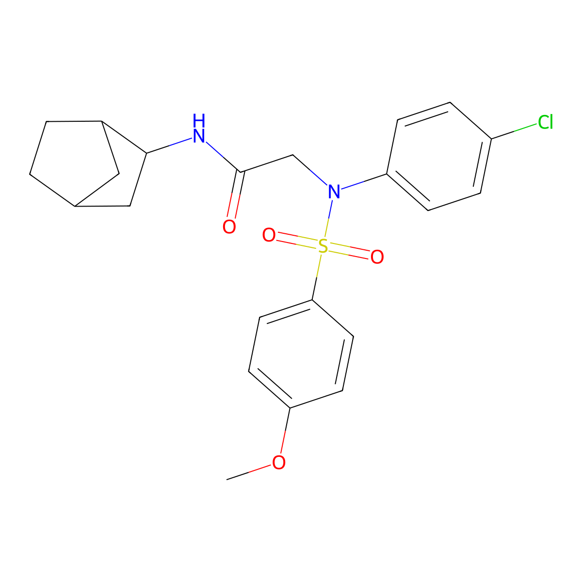 N-bicyclo[2.2.1]hept-2-yl-2-{4-chloro[(4-methoxyphenyl)sulfonyl]anilino}acetamide molecular structure, CAS 474089-20-8