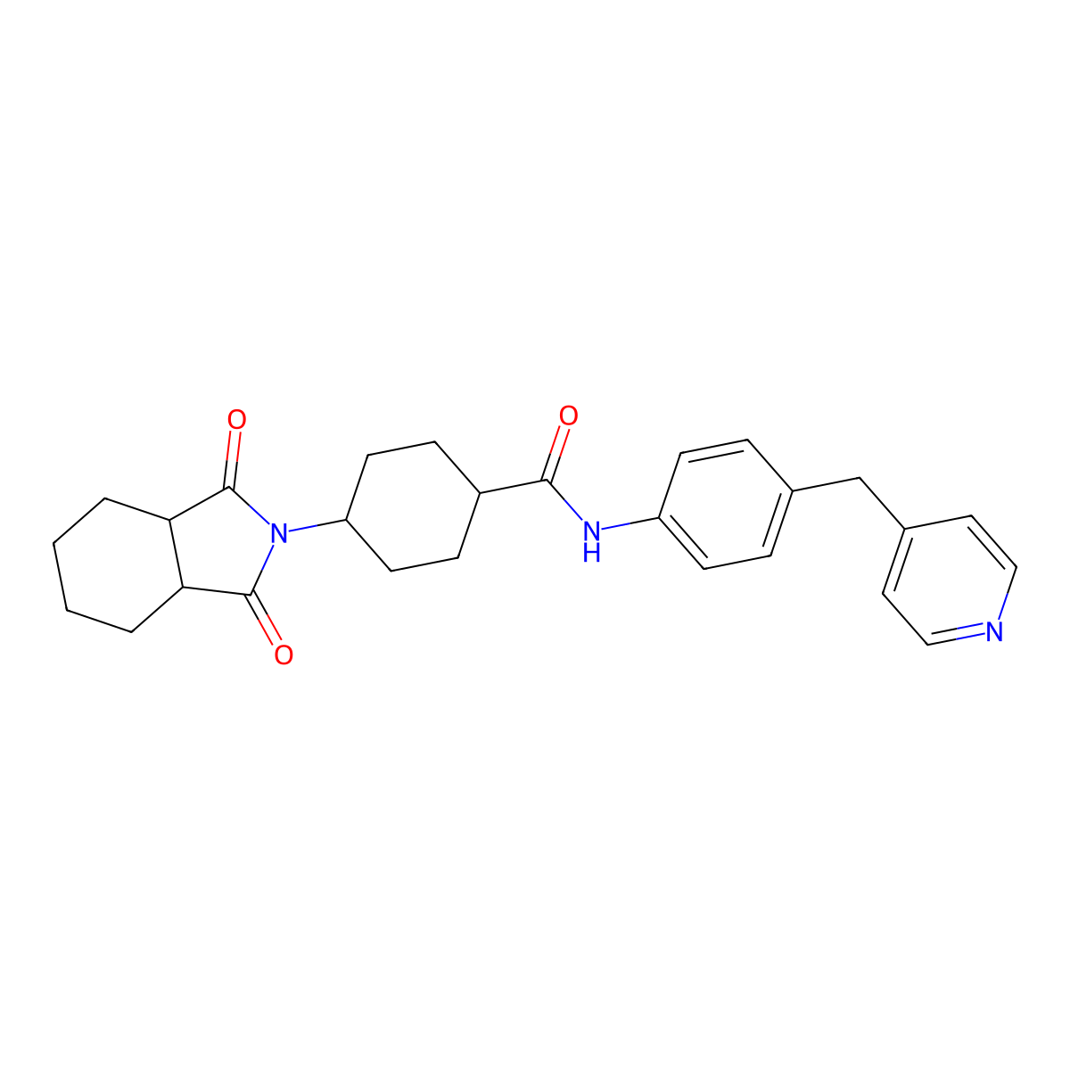 4-(1,3-dioxo-3a,4,5,6,7,7a-hexahydroisoindol-2-yl)-N-[4-(pyridin-4-ylmethyl)phenyl]cyclohexane-1-carboxamide molecular structure, CAS 474089-62-8