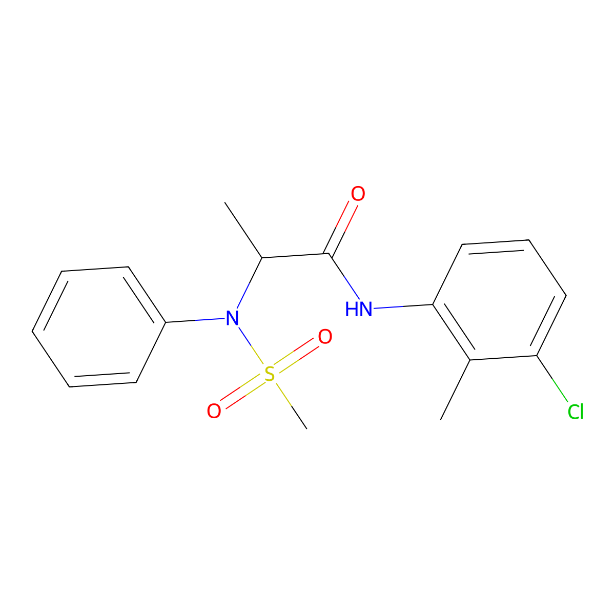 N-(3-chloro-2-methylphenyl)-2-(N-methylsulfonylanilino)propanamide molecular structure, CAS 474089-76-4