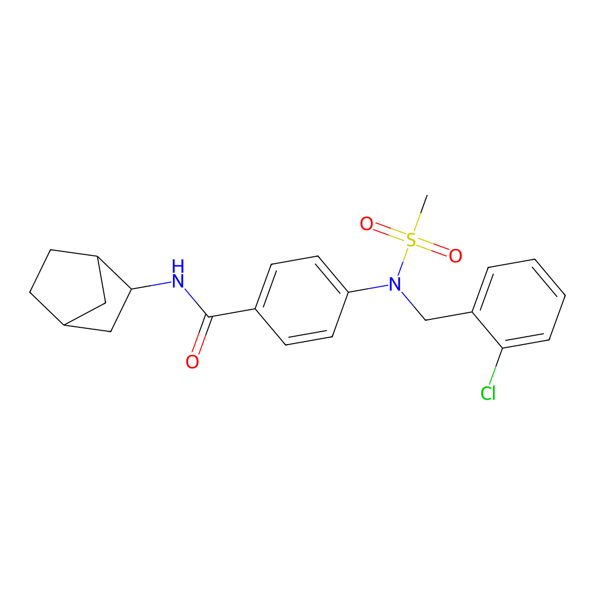 N-bicyclo[2.2.1]hept-2-yl-4-[(2-chlorobenzyl)(methylsulfonyl)amino]benzamide molecular structure, CAS 474089-77-5