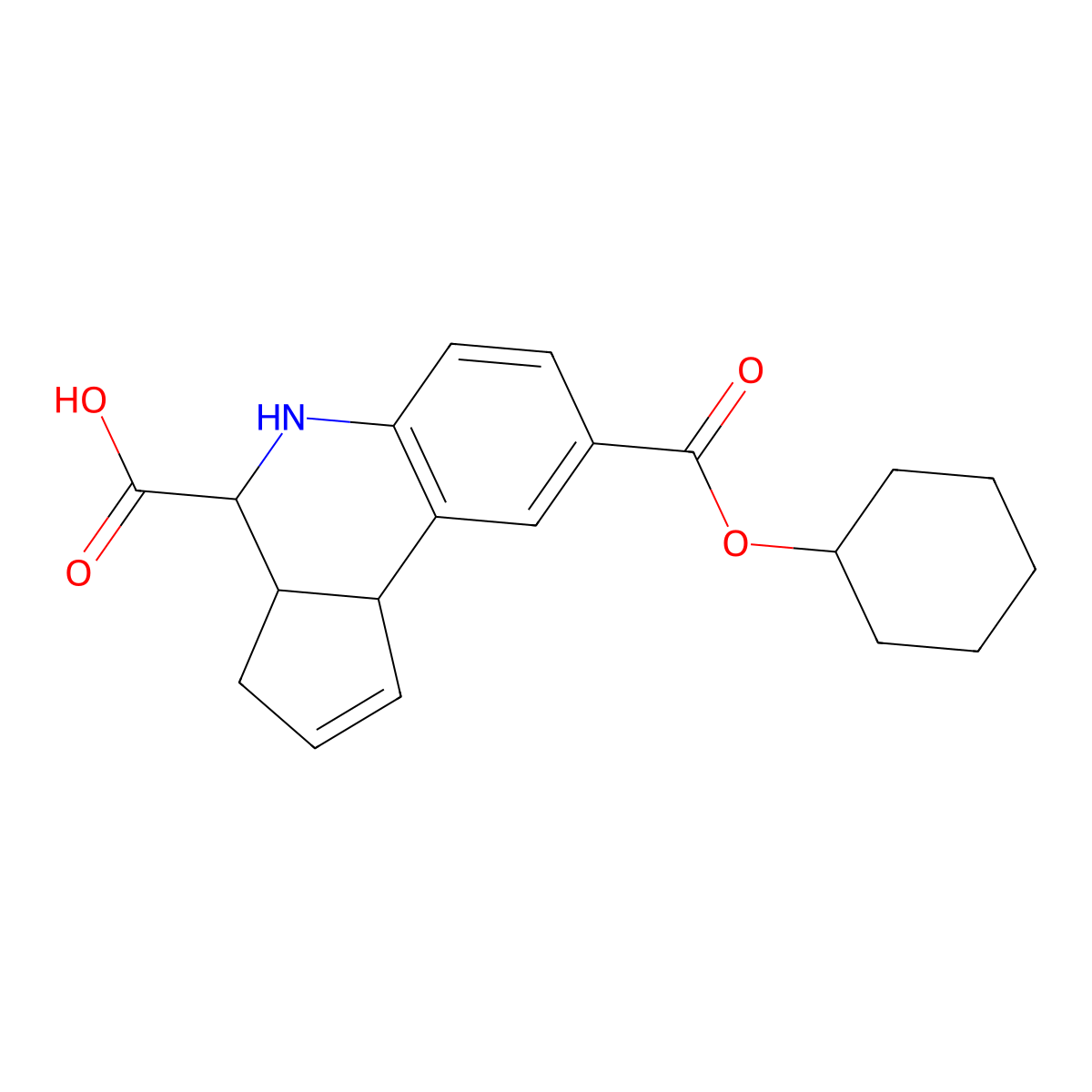 8-cyclohexyloxycarbonyl-3a,4,5,9b-tetrahydro-3H-cyclopenta[c]quinoline-4-carboxylic acid molecular structure, CAS 474090-84-1