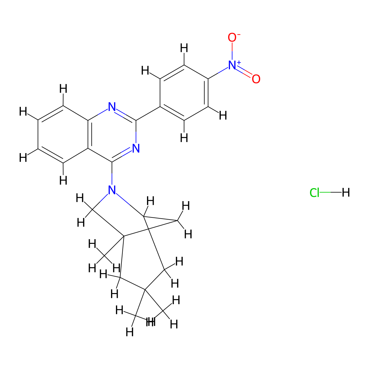 2-(4-Nitrophenyl)-4-(1,3,3-trimethyl-6-azabicyclo[3.2.1]oct-6-yl)quinazoline, chloride molecular structure, CAS 474091-04-8