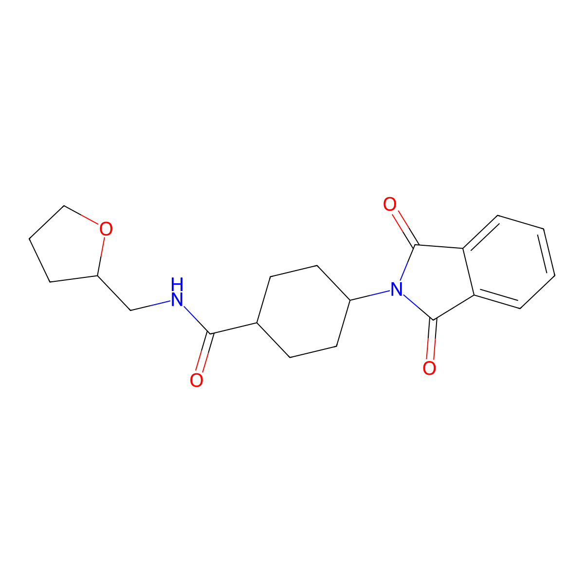 4-(1,3-dioxoisoindol-2-yl)-N-(oxolan-2-ylmethyl)cyclohexane-1-carboxamide molecular structure, CAS 474091-95-7