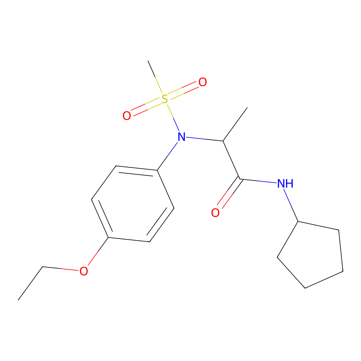 N-cyclopentyl-2-[4-ethoxy(methylsulfonyl)anilino]propanamide molecular structure, CAS 474092-09-6