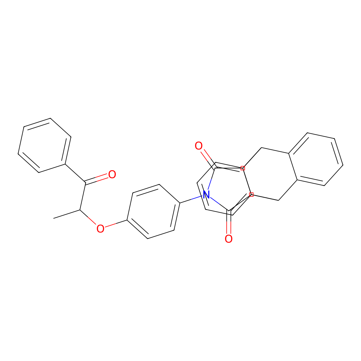 17-{4-[(1-Oxo-1-phenylpropan-2-yl)oxy]phenyl}-17-azapentacyclo[6.6.5.0~2,7~.0~9,14~.0~15,19~]nonadeca-2,4,6,9,11,13-hexaene-16,18-dione (non-preferred name) molecular structure, CAS 474092-49-4