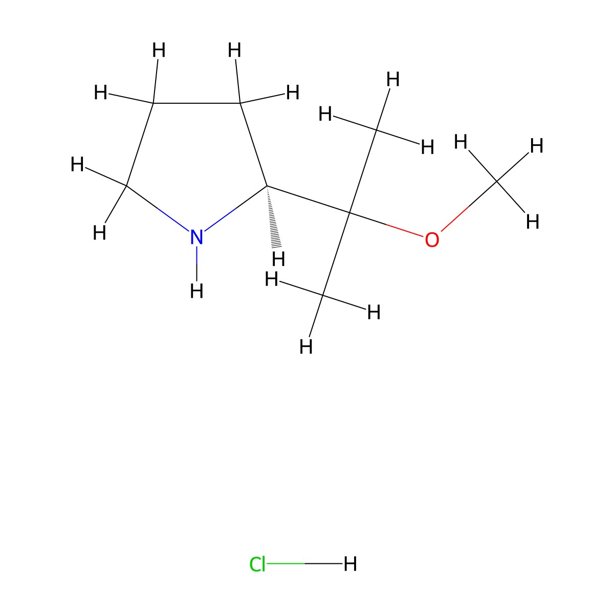 (2S)-2-(2-methoxypropan-2-yl)pyrrolidine hydrochloride molecular structure, CAS 474115-94-1
