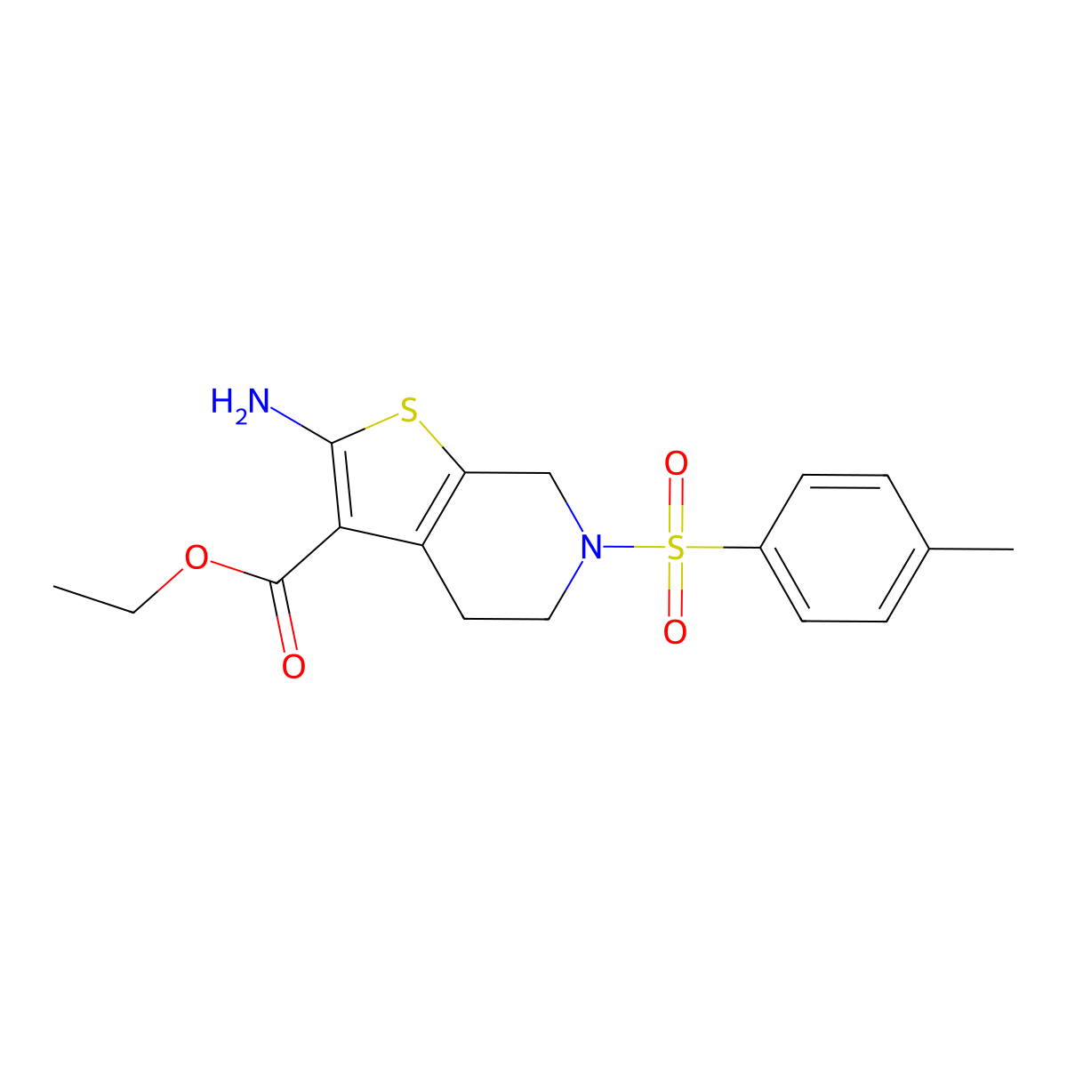 Ethyl 2-amino-6-[(4-methylphenyl)sulfonyl]-4,5,6,7-tetrahydrothieno[2,3-c]pyridine-3-carboxylate molecular structure, CAS 474122-70-8