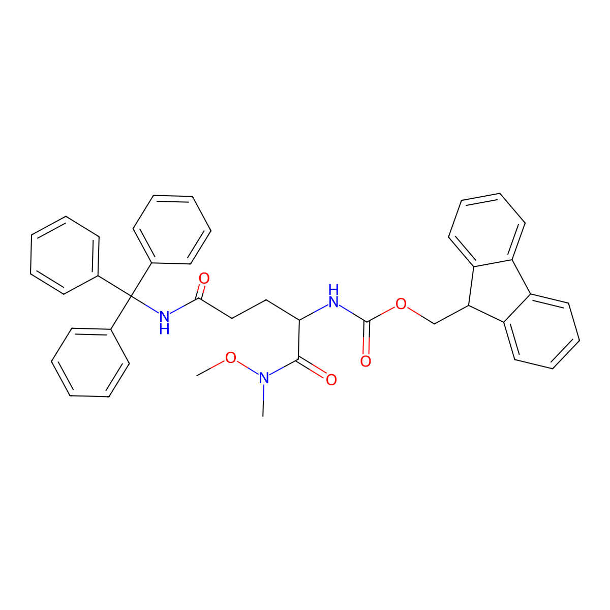 (9H-fluoren-9-yl)methyl N-[(1S)-1-[methoxy(methyl)carbamoyl]-3-[(triphenylmethyl)carbamoyl]propyl]carbamate molecular structure, CAS 474123-46-1