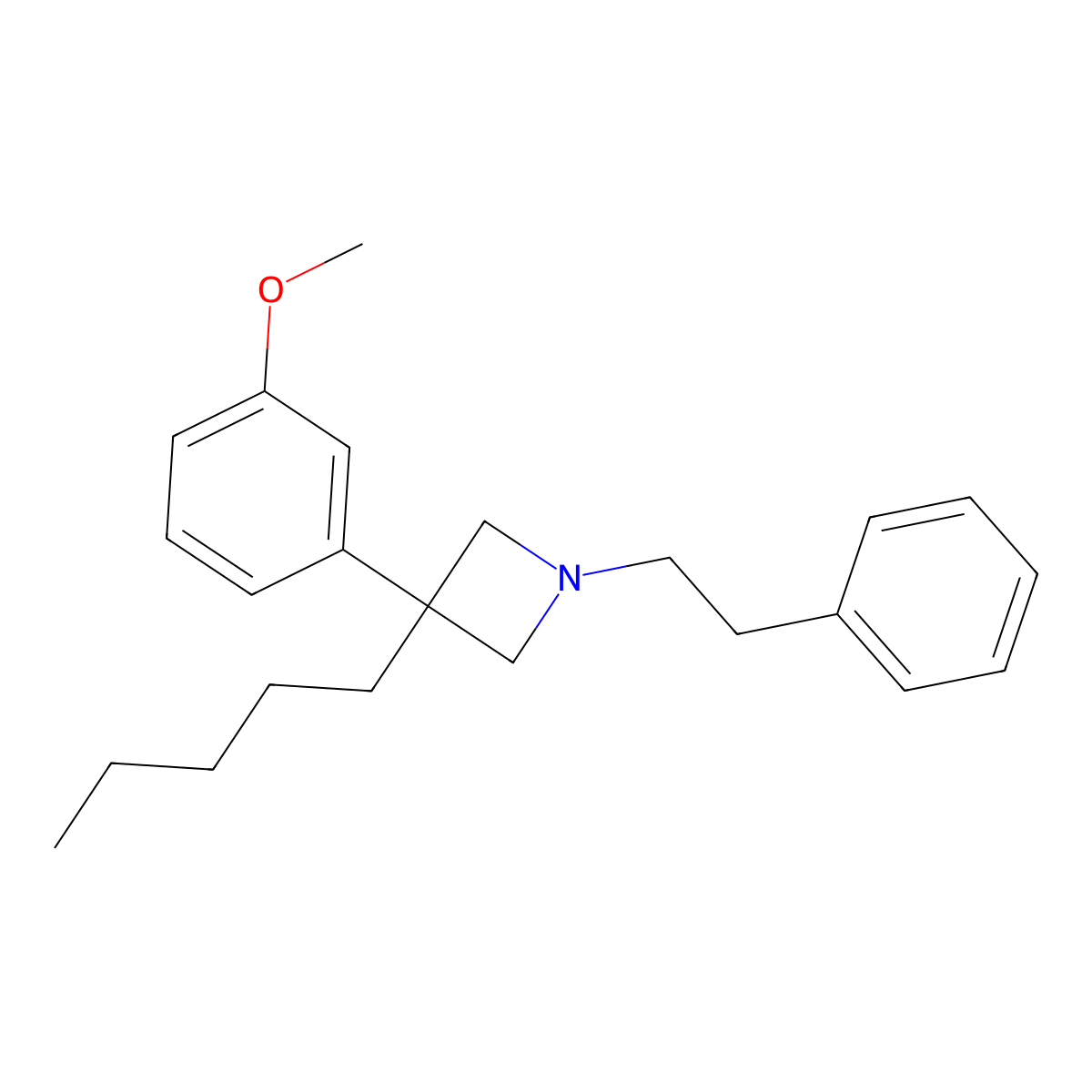 Azetidine, 3-(m-methoxyphenyl)-3-pentyl-1-phenethyl- molecular structure, CAS 47420-35-9
