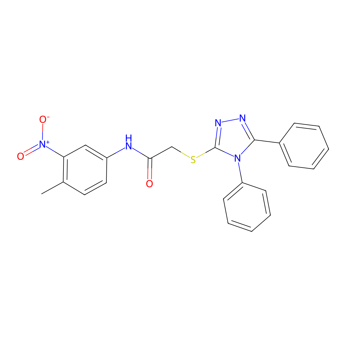 2-[(4,5-diphenyl-1,2,4-triazol-3-yl)sulfanyl]-N-(4-methyl-3-nitrophenyl)acetamide molecular structure, CAS 474243-85-1