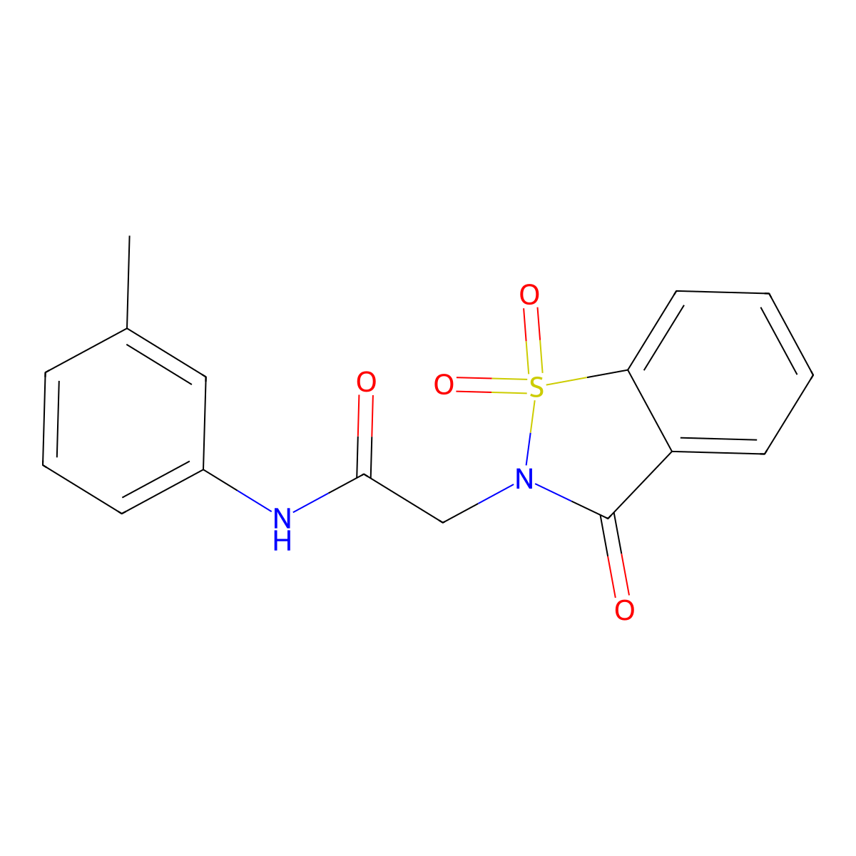 2-(1,1-dioxido-3-oxo-1,2-benzisothiazol-2(3H)-yl)-N-(3-methylphenyl)acetamide molecular structure, CAS 474249-48-4