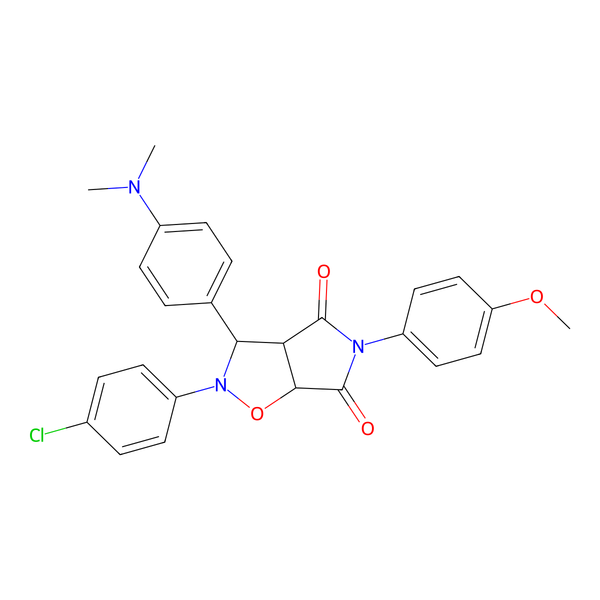 2-(4-chlorophenyl)-3-(4-(dimethylamino)phenyl)-5-(4-methoxyphenyl)dihydro-2H-pyrrolo[3,4-d]isoxazole-4,6(5H,6aH)-dione molecular structure, CAS 474255-06-6