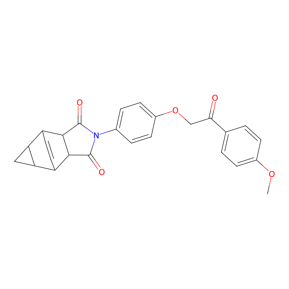 2-(4-(2-(4-Methoxyphenyl)-2-oxoethoxy)phenyl)-4,4a,5,5a,6,6a-hexahydro-4,6-ethenocyclopropa[f]isoindole-1,3(2H,3aH)-dione molecular structure, CAS 474255-10-2