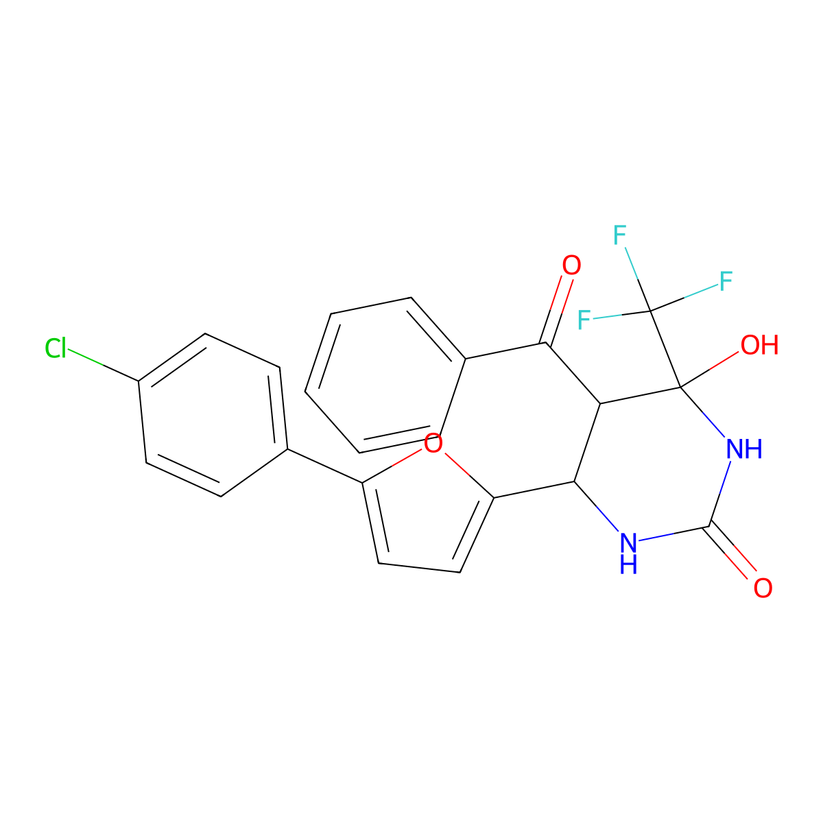 5-Benzoyl-6-[5-(4-chlorophenyl)furan-2-yl]-4-hydroxy-4-(trifluoromethyl)-1,3-diazinan-2-one molecular structure, CAS 474255-48-6