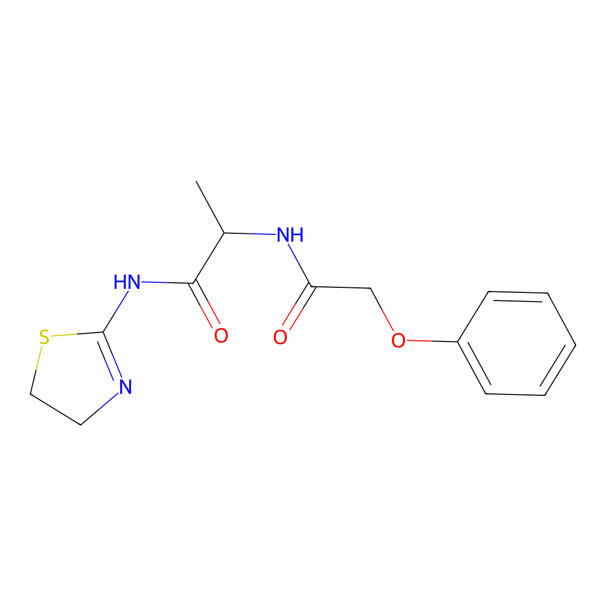 N-(4,5-dihydro-1,3-thiazol-2-yl)-2-[(2-phenoxyacetyl)amino]propanamide molecular structure, CAS 474257-14-2