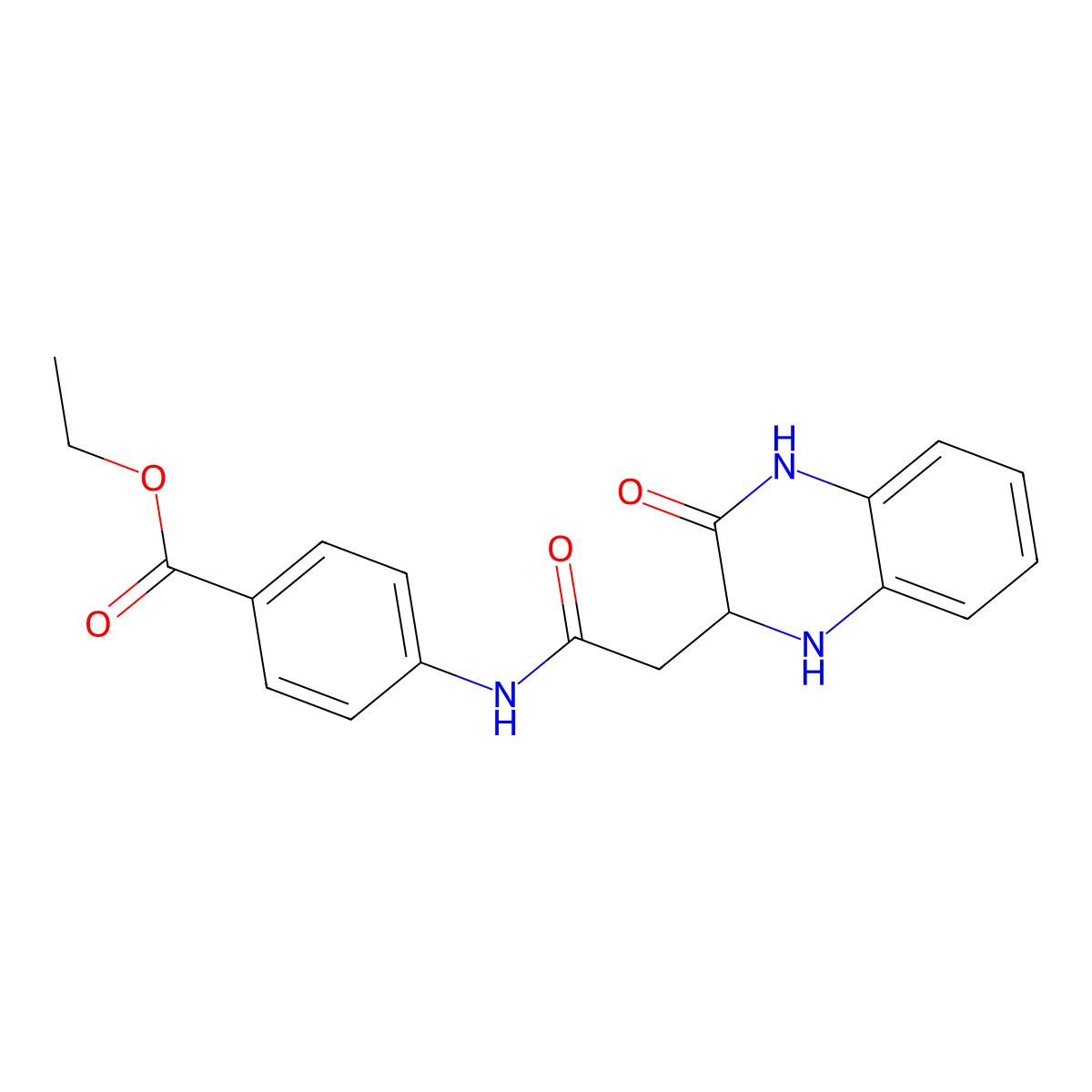 Ethyl 4-[2-(3-oxo-1,2,4-trihydroquinoxalin-2-yl)acetylamino]benzoate molecular structure, CAS 474257-44-8