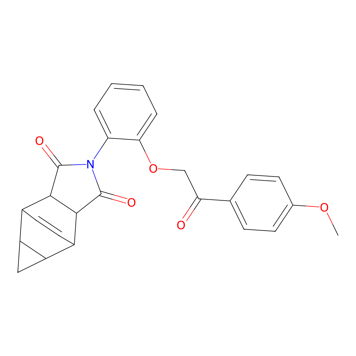 2-{2-[2-(4-methoxyphenyl)-2-oxoethoxy]phenyl}hexahydro-4,6-ethenocyclopropa[f]isoindole-1,3(2H,3aH)-dione molecular structure, CAS 474260-01-0