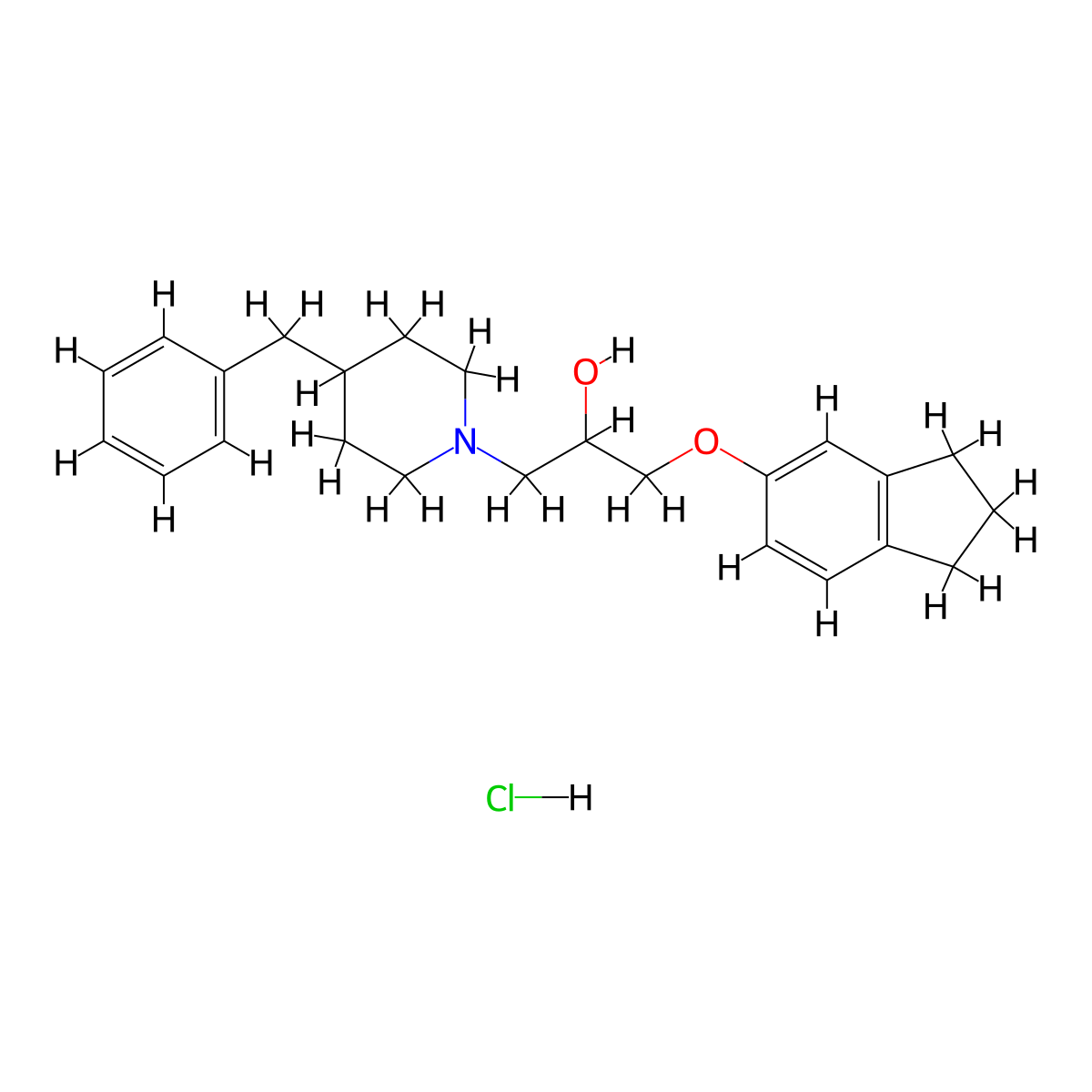 1-(4-benzylpiperidin-1-yl)-3-((2,3-dihydro-1H-inden-5-yl)oxy)propan-2-ol hydrochloride molecular structure, CAS 474260-23-6