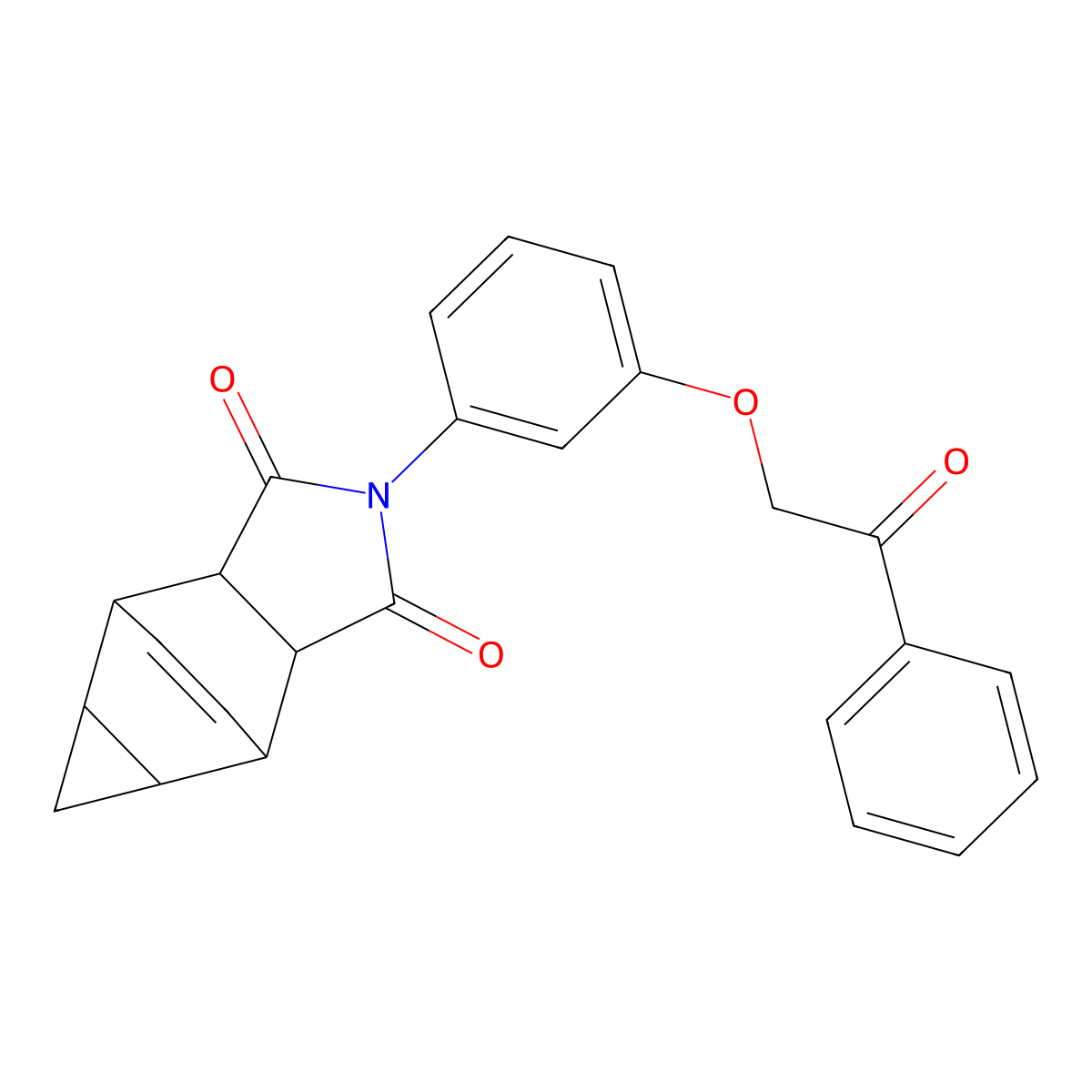 2-[3-(2-oxo-2-phenylethoxy)phenyl]hexahydro-4,6-ethenocyclopropa[f]isoindole-1,3(2H,3aH)-dione molecular structure, CAS 474260-65-6