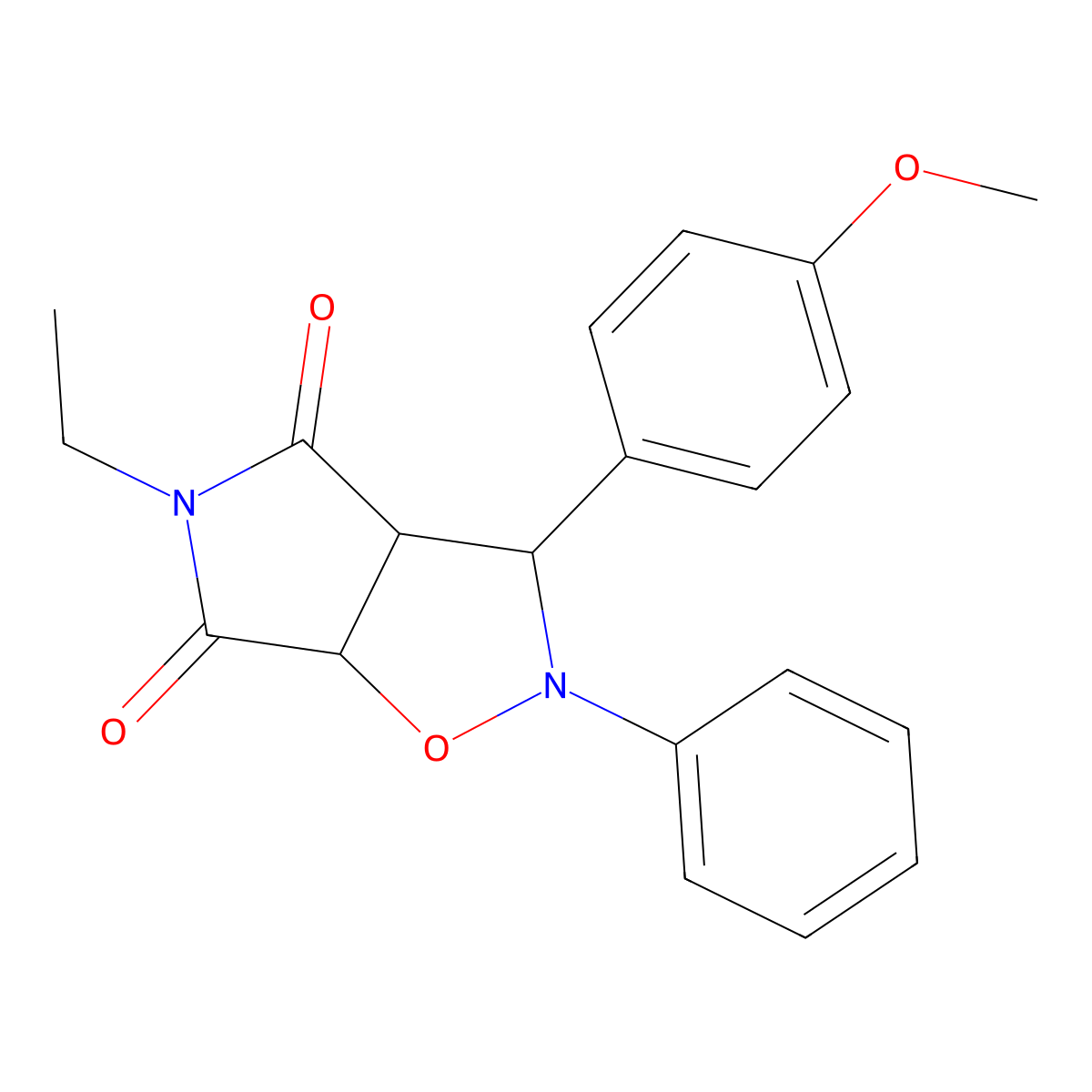5-ethyl-3-(4-methoxyphenyl)-2-phenyldihydro-2H-pyrrolo[3,4-d]isoxazole-4,6(5H,6aH)-dione molecular structure, CAS 474260-72-5