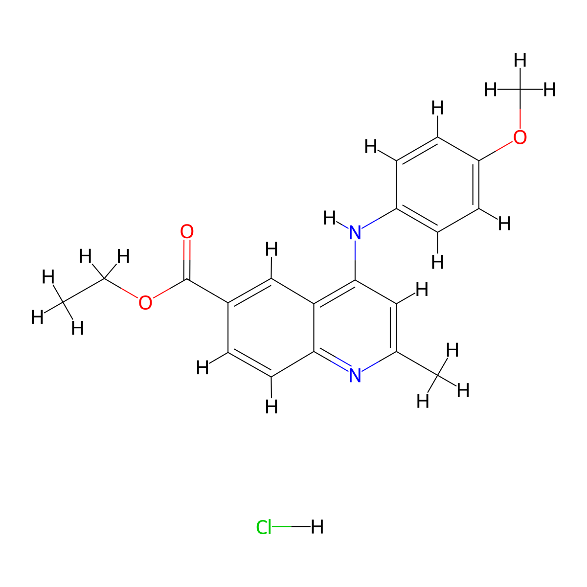 Ethyl 4-[(4-methoxyphenyl)amino]-2-methylquinoline-6-carboxylate, chloride molecular structure, CAS 474262-05-0