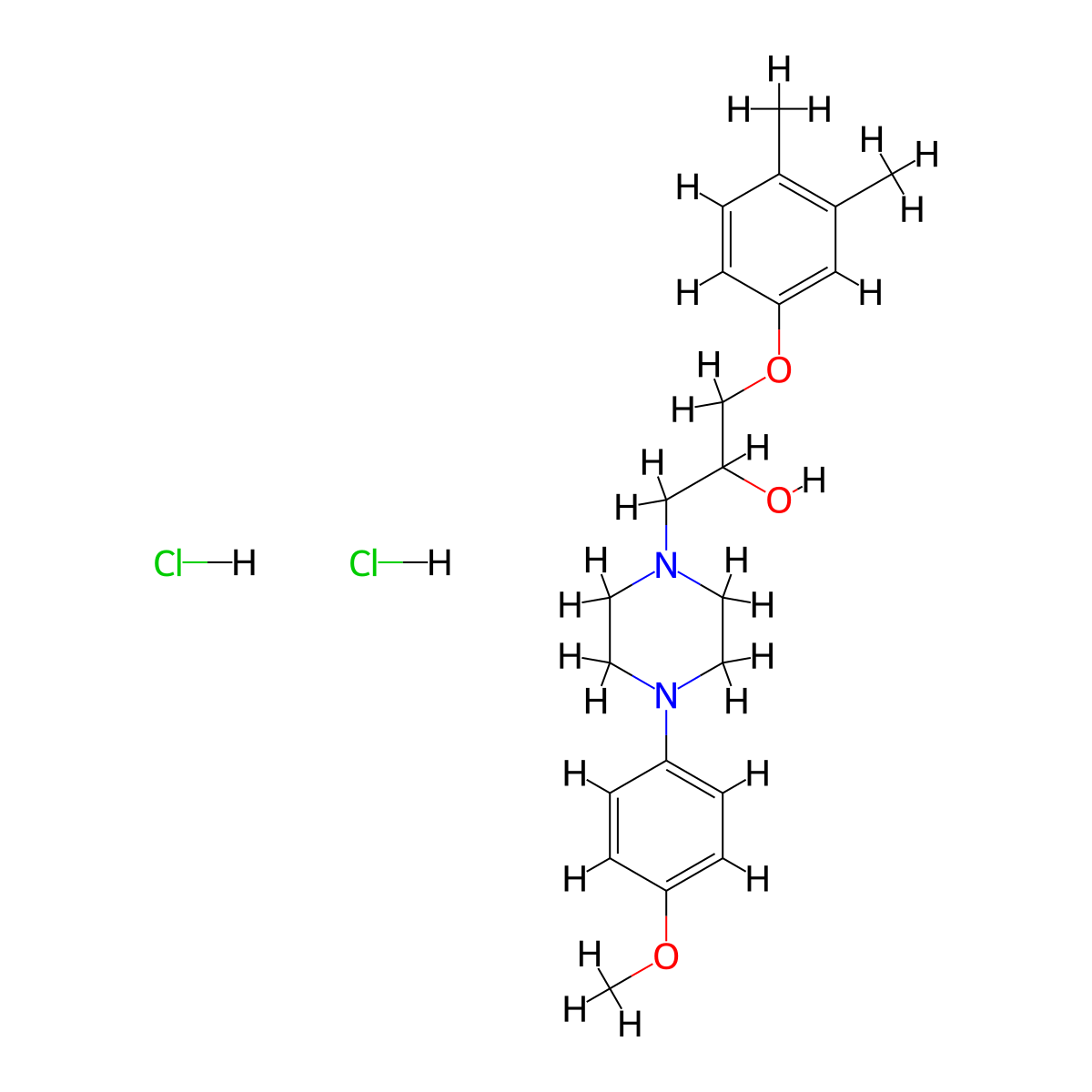 1-(3,4-dimethylphenoxy)-3-[4-(4-methoxyphenyl)piperazin-1-yl]propan-2-ol Dihydrochloride molecular structure, CAS 474262-17-4