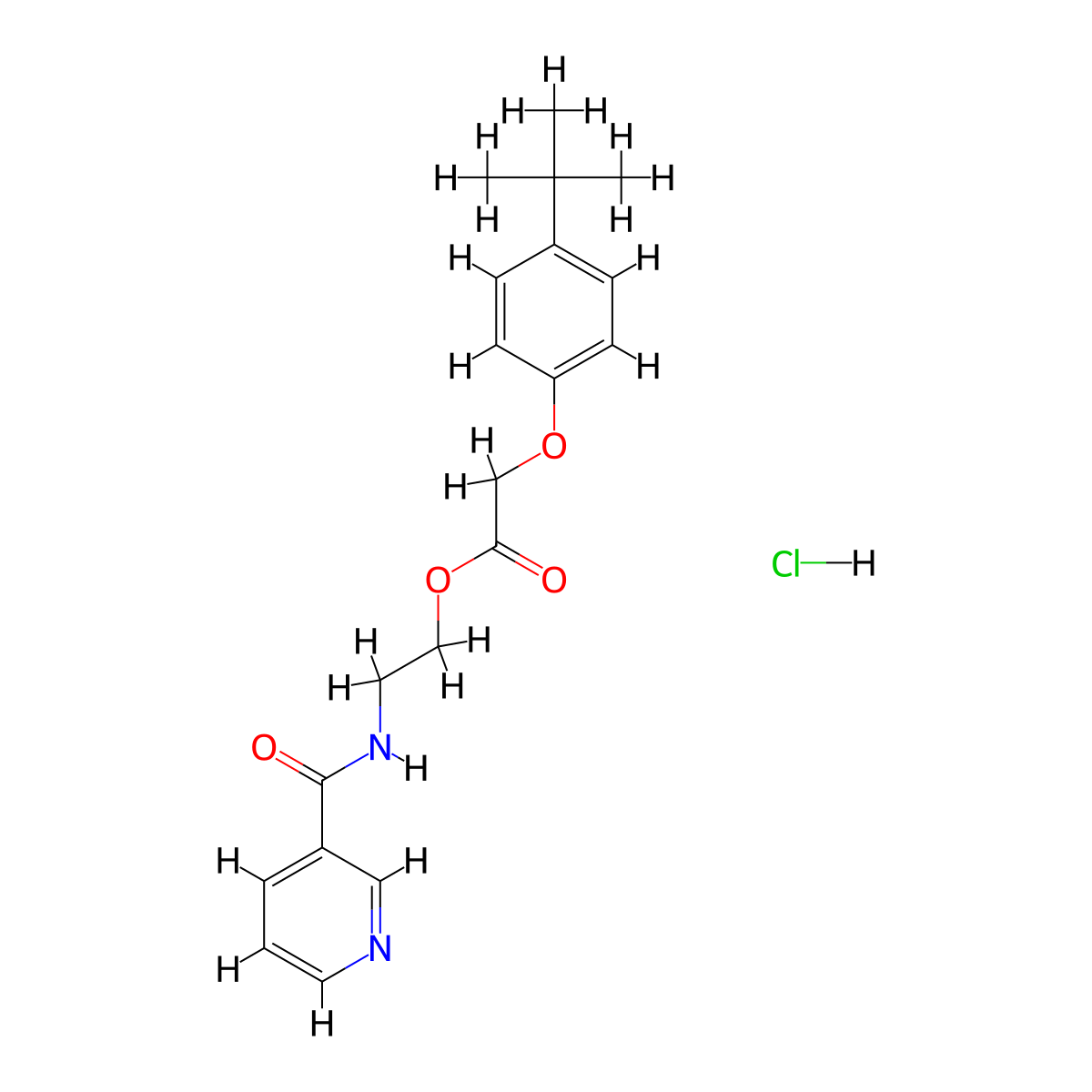 2-(Nicotinamido)ethyl 2-(4-(tert-butyl)phenoxy)acetate hydrochloride molecular structure, CAS 474262-18-5