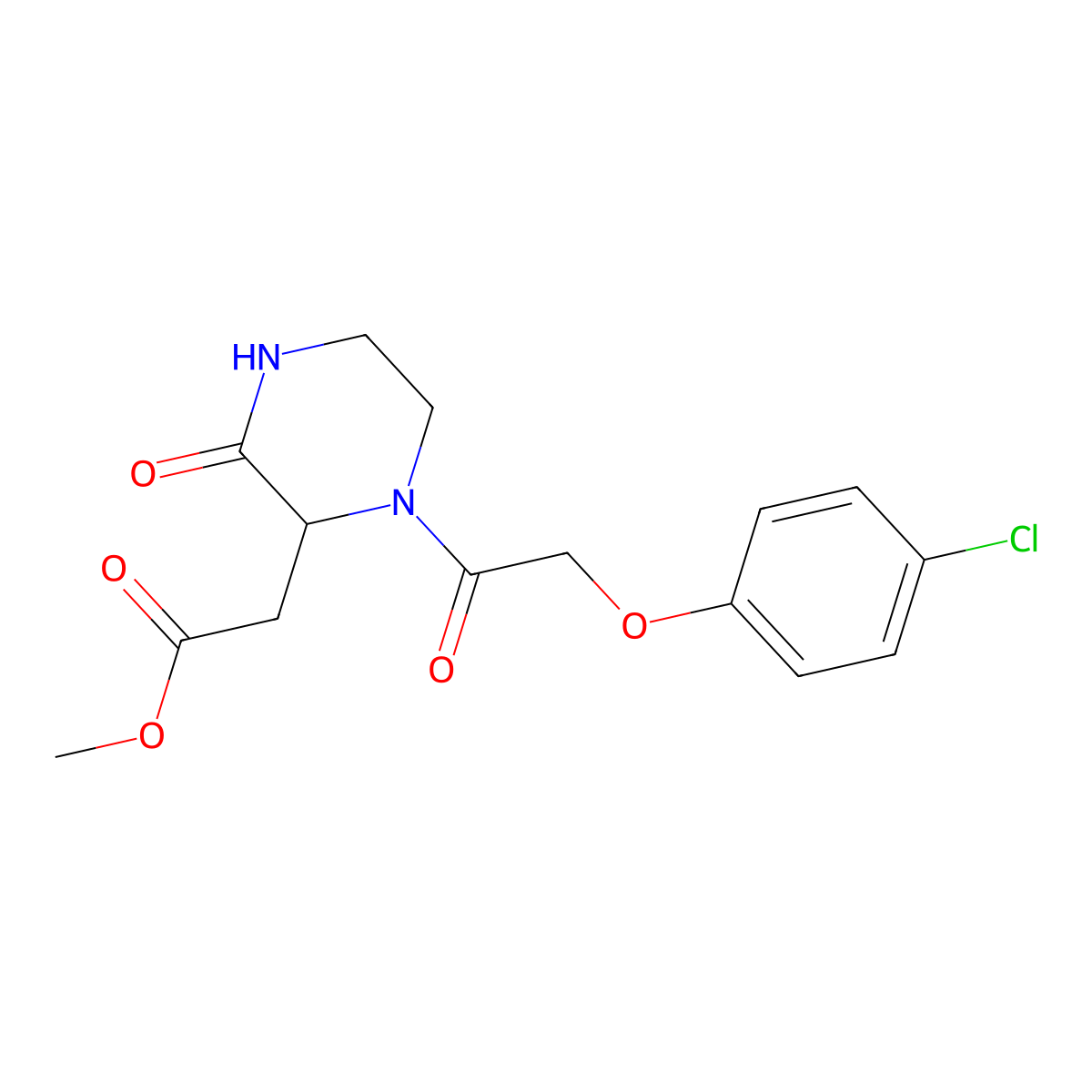 Methyl {1-[(4-chlorophenoxy)acetyl]-3-oxopiperazin-2-yl}acetate molecular structure, CAS 474262-23-2