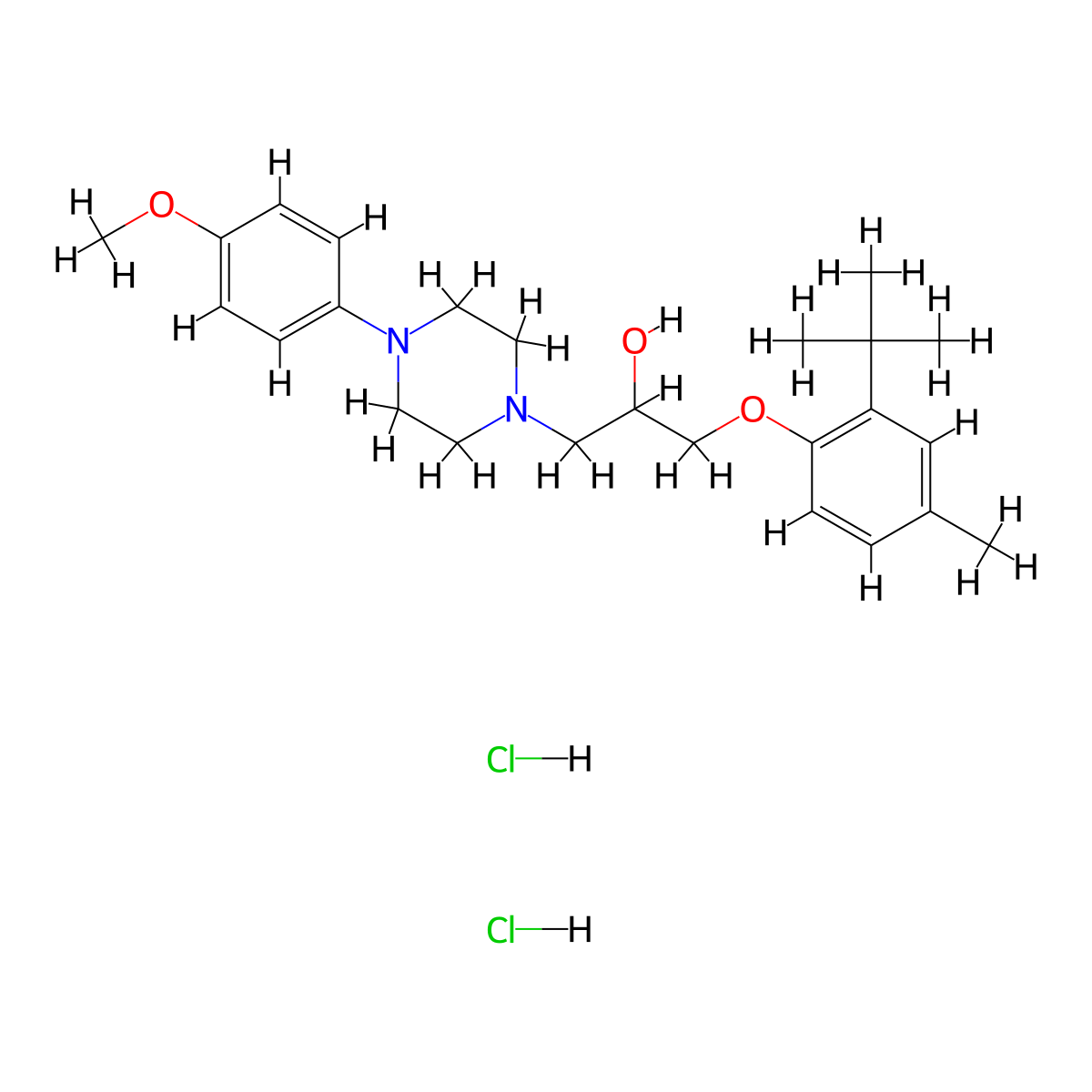 1-(2-Tert-butyl-4-methylphenoxy)-3-[4-(4-methoxyphenyl)piperazin-1-yl]propan-2-ol dihydrochloride molecular structure, CAS 474262-31-2