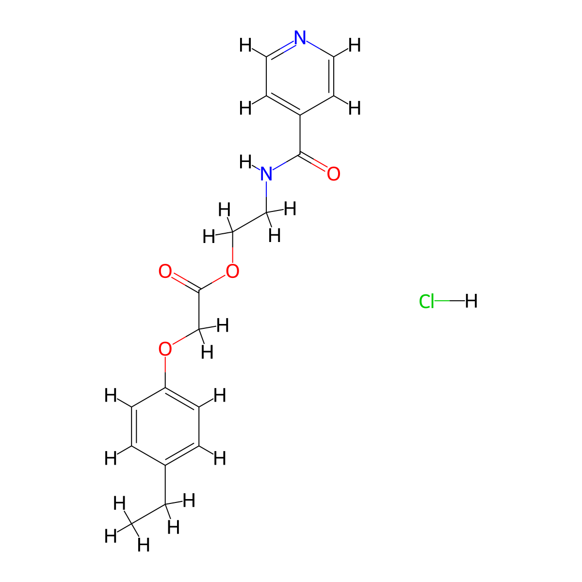 2-(Isonicotinamido)ethyl 2-(4-ethylphenoxy)acetate hydrochloride molecular structure, CAS 474262-36-7