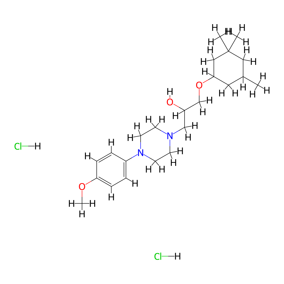 1-(4-(4-Methoxyphenyl)piperazin-1-yl)-3-((3,3,5-trimethylcyclohexyl)oxy)propan-2-ol dihydrochloride molecular structure, CAS 474262-37-8