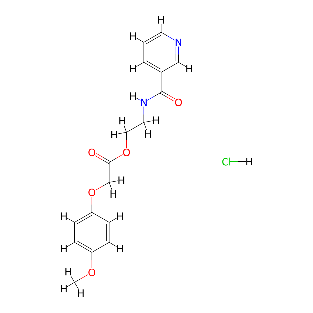 2-(Nicotinamido)ethyl 2-(4-methoxyphenoxy)acetate hydrochloride molecular structure, CAS 474262-39-0